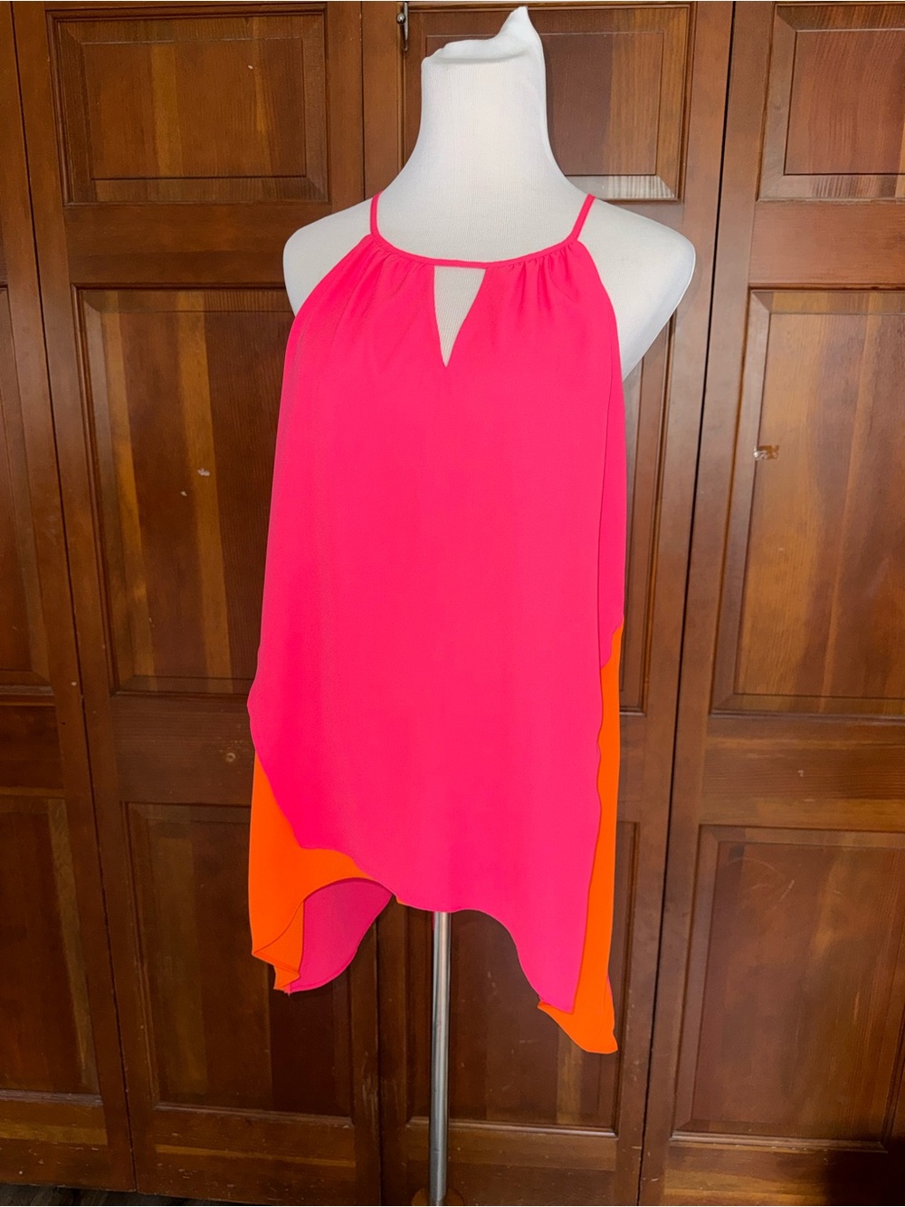 XL Barbiecore Girl’s Night Out Neon Bright Flowy Halter Layered Resort - Picture 9 of 9